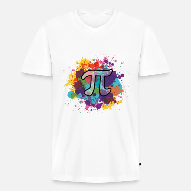 Pi - Männer Premium Bio T-Shirt mit V-Ausschnitt - Weiß