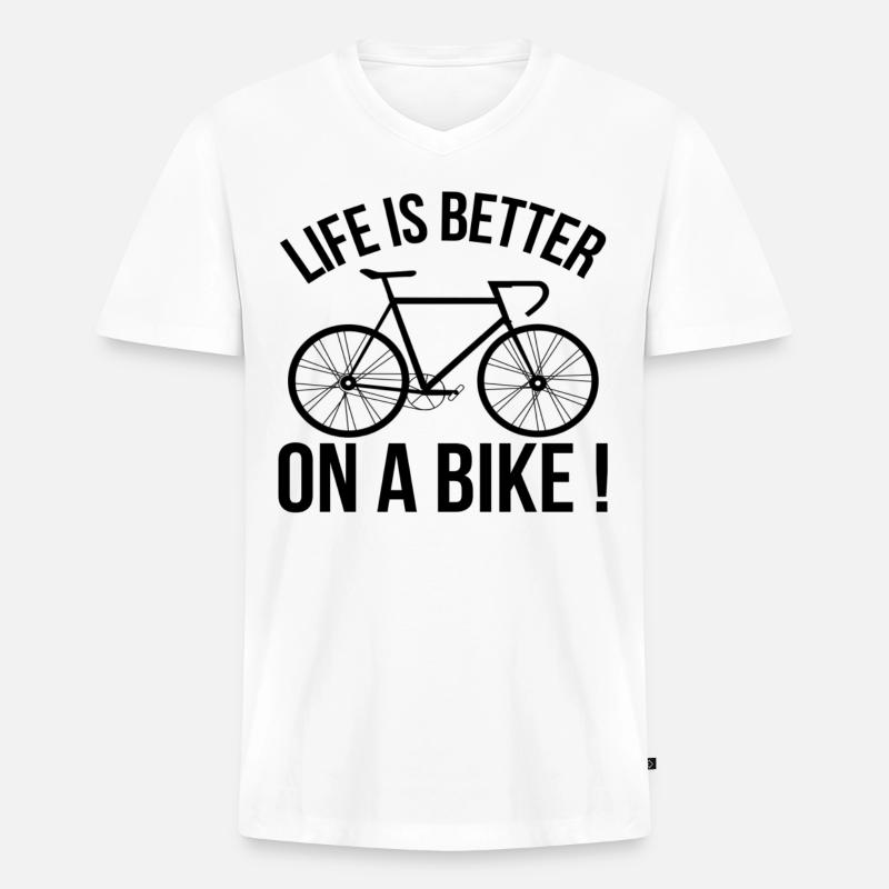 Fahrrad - Männer Premium Bio T-Shirt mit V-Ausschnitt - Weiß