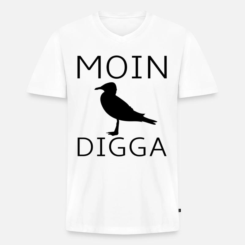 Moin Digga - Männer Premium Bio T-Shirt mit V-Ausschnitt - Weiß