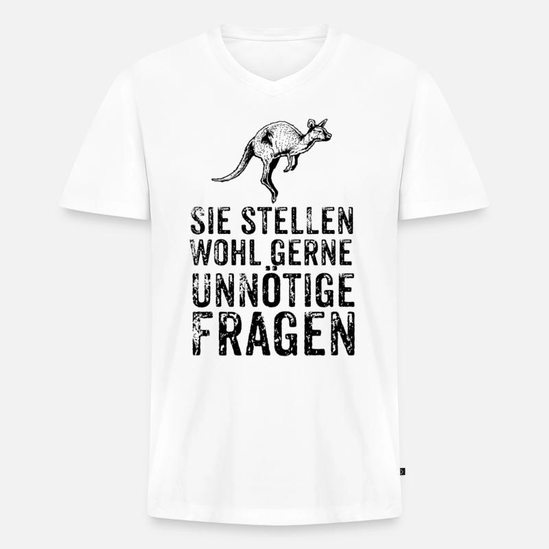 Känguru - Männer Premium Bio T-Shirt mit V-Ausschnitt - Weiß