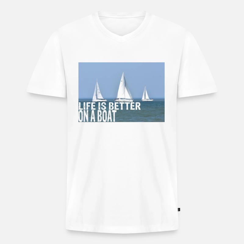Skipper - Männer Premium Bio T-Shirt mit V-Ausschnitt - Weiß