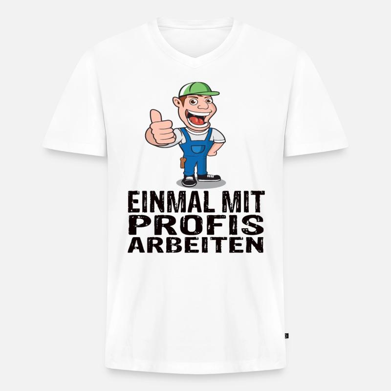Einmal mit Profis arbeiten - Männer Premium Bio T-Shirt mit V-Ausschnitt - Weiß