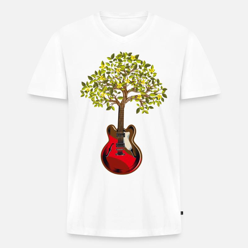 Gitarrenbaum - Männer Premium Bio T-Shirt mit V-Ausschnitt - Weiß