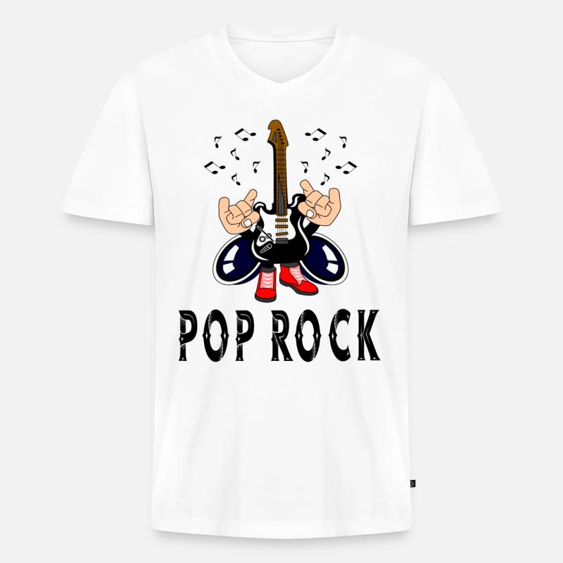 Pop rock - Premium økologisk T-shirt med V-hals til mænd - hvid