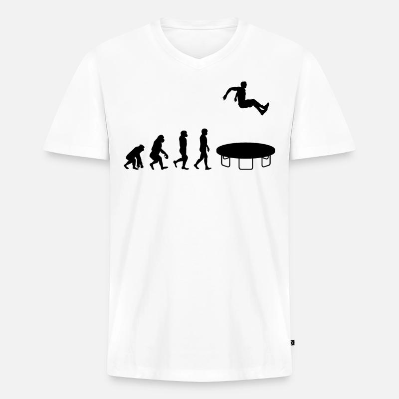 Trampolin Jumper Jumping Gymnastics Evolution - Männer Premium Bio T-Shirt mit V-Ausschnitt - Weiß