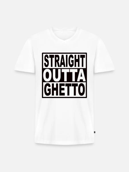 Straigt Outta Ghetto - Men's Premium Organic T-shirt with V-neck - white