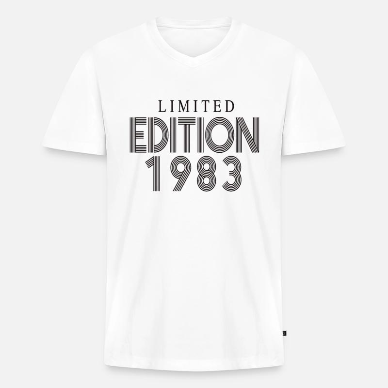 Limited Edition 1983 - Männer Premium Bio T-Shirt mit V-Ausschnitt - Weiß