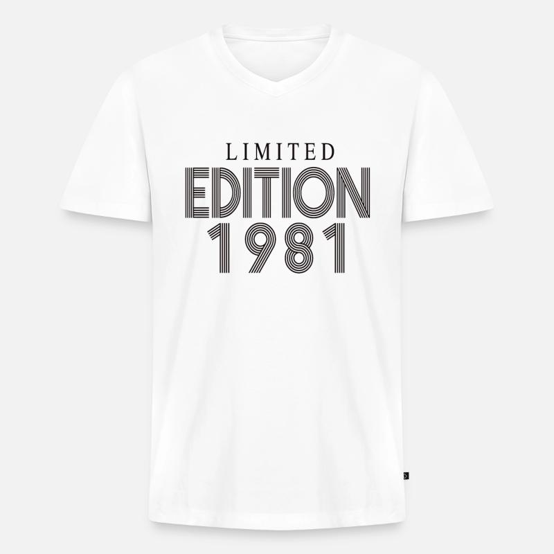 Limited Edition 1981 - Männer Premium Bio T-Shirt mit V-Ausschnitt - Weiß