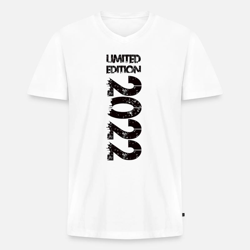 Limited Edition 2022 - Männer Premium Bio T-Shirt mit V-Ausschnitt - Weiß