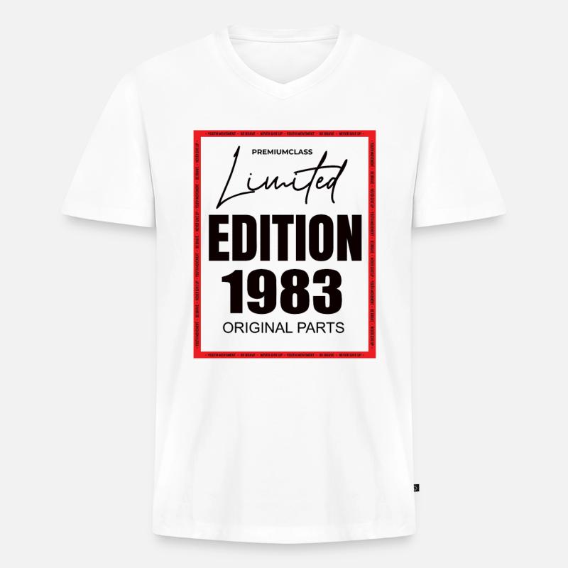 Limited Edition 1983 - Männer Premium Bio T-Shirt mit V-Ausschnitt - Weiß
