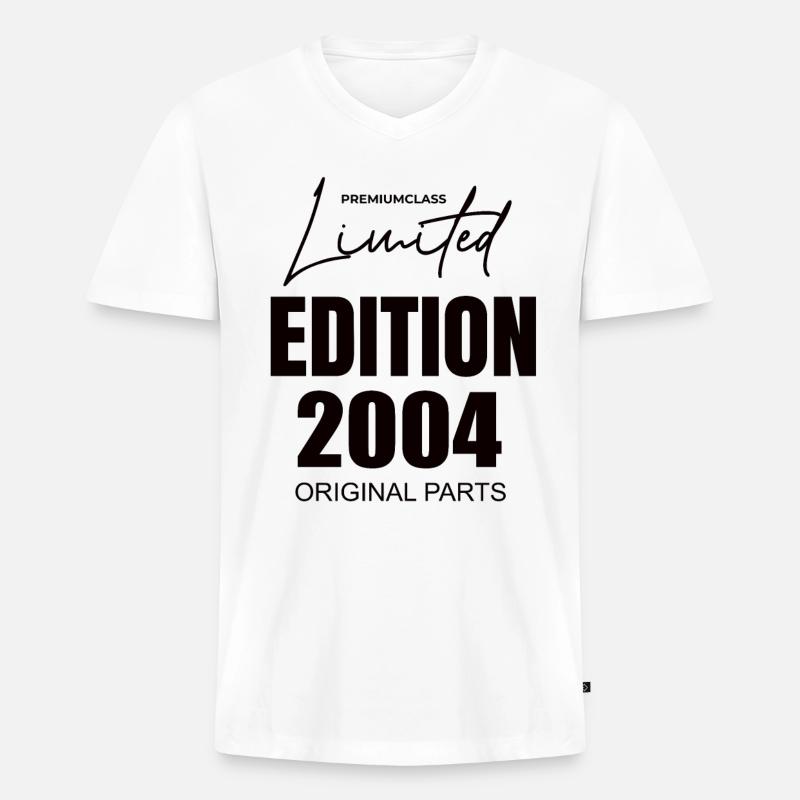 Limited Edition 2004 - Männer Premium Bio T-Shirt mit V-Ausschnitt - Weiß