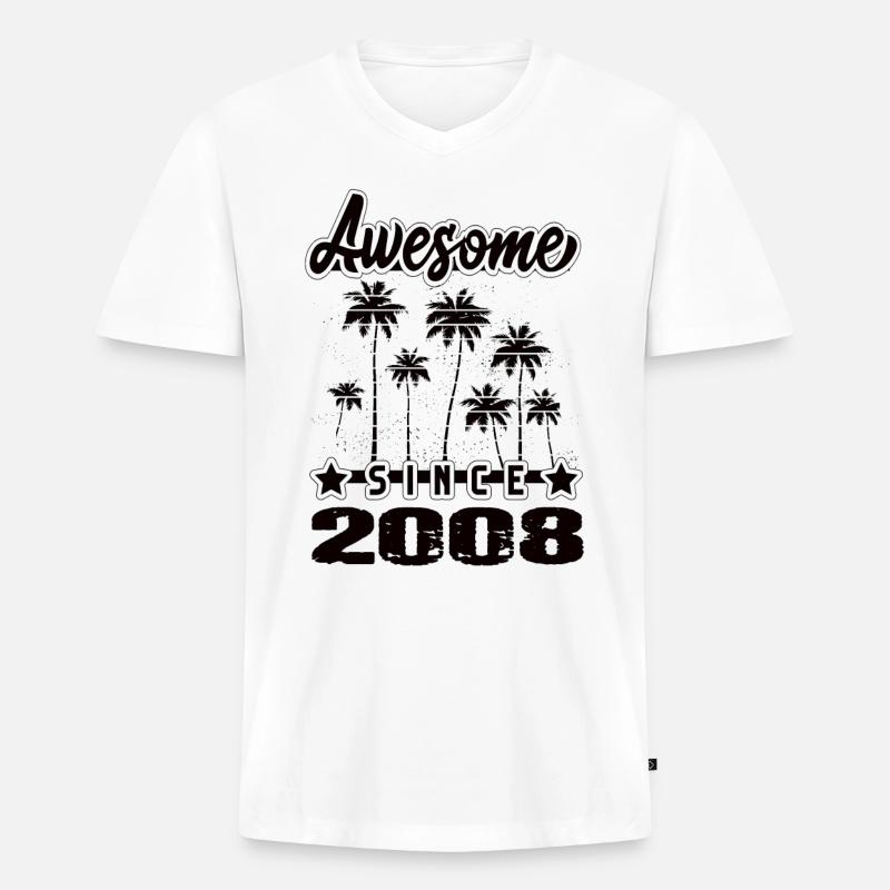 Awesome Since 2008 - Männer Premium Bio T-Shirt mit V-Ausschnitt - Weiß