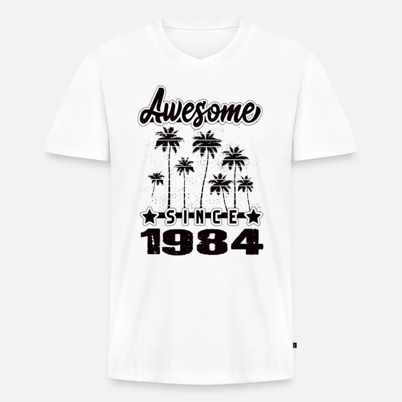 Awesome Since 1984 - Männer Premium Bio T-Shirt mit V-Ausschnitt - Weiß