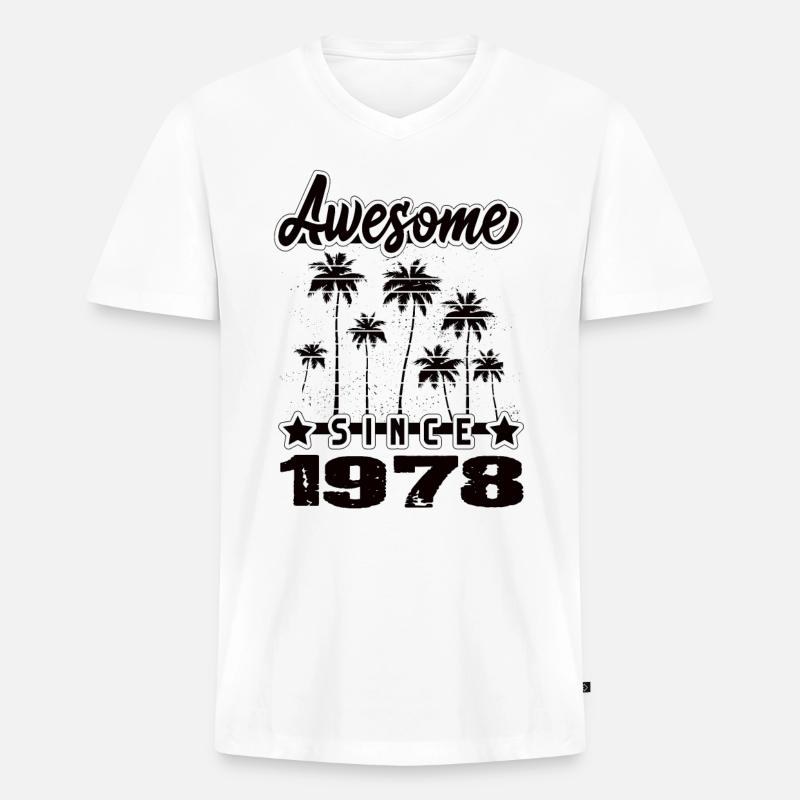 Awesome Since 1978 - Männer Premium Bio T-Shirt mit V-Ausschnitt - Weiß
