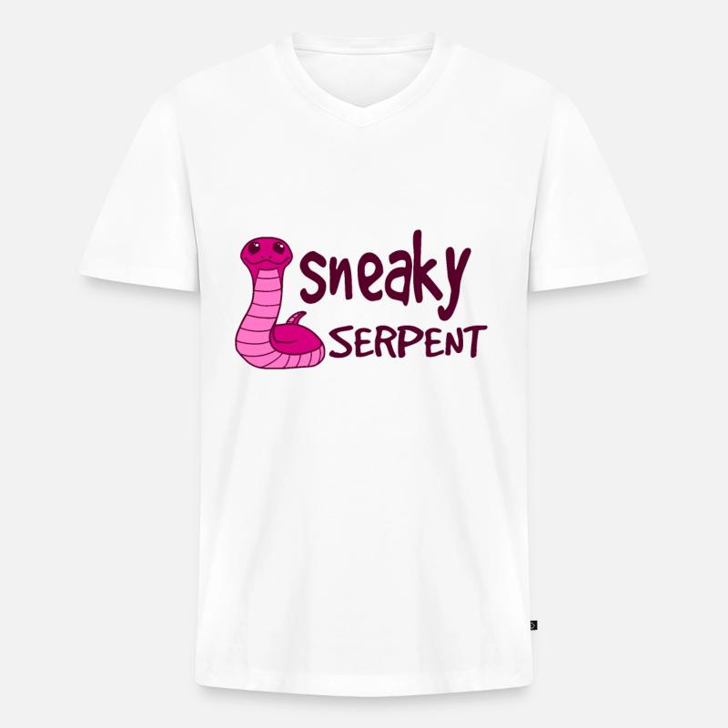Sneaky Serpent - Männer Premium Bio T-Shirt mit V-Ausschnitt - Weiß