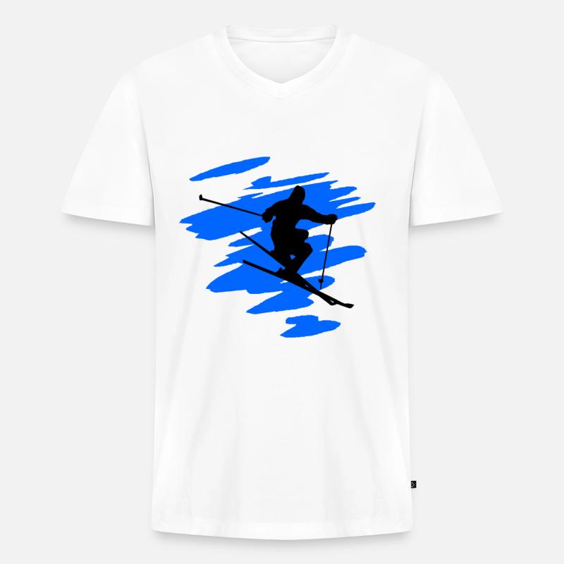 Ski fahen - Männer Premium Bio T-Shirt mit V-Ausschnitt - Weiß