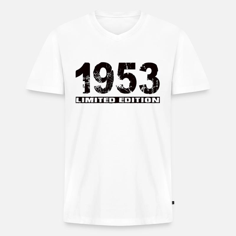 Limited Edition 1953 - Männer Premium Bio T-Shirt mit V-Ausschnitt - Weiß