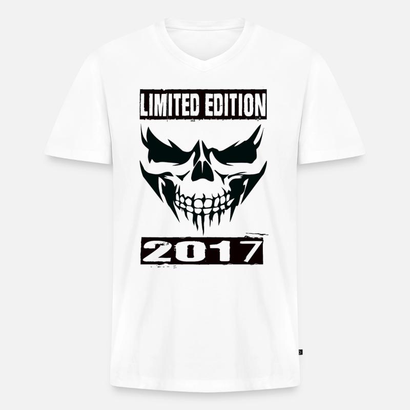 Limited Edition 2017 - Männer Premium Bio T-Shirt mit V-Ausschnitt - Weiß