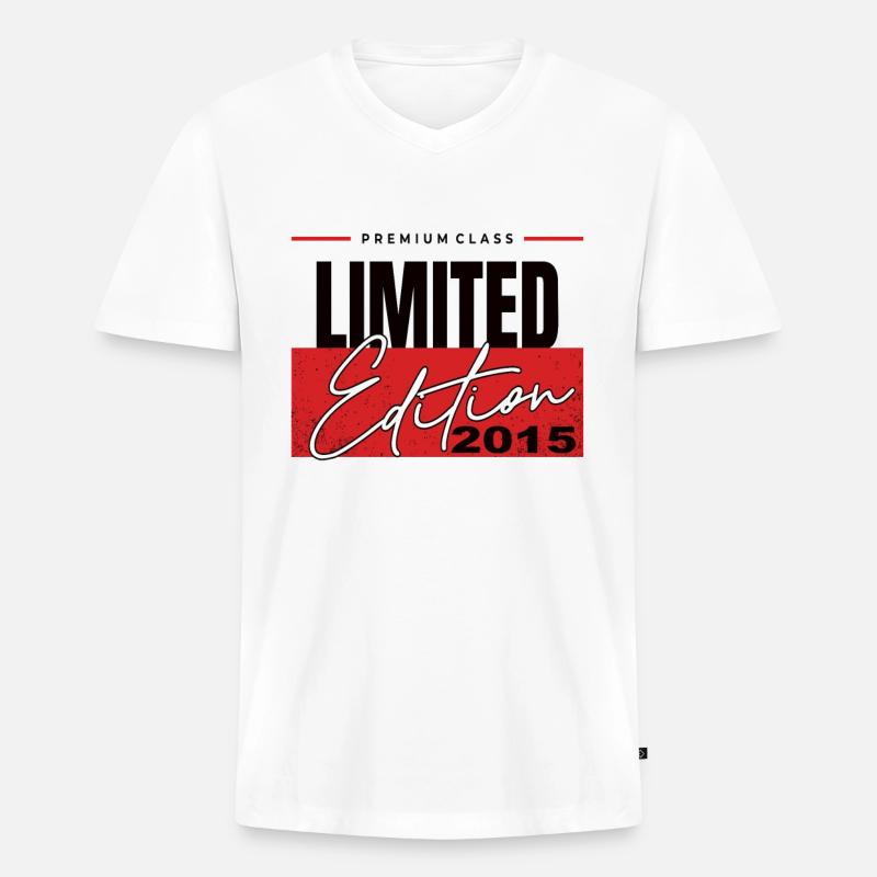 Limited Edition 2015 - Männer Premium Bio T-Shirt mit V-Ausschnitt - Weiß