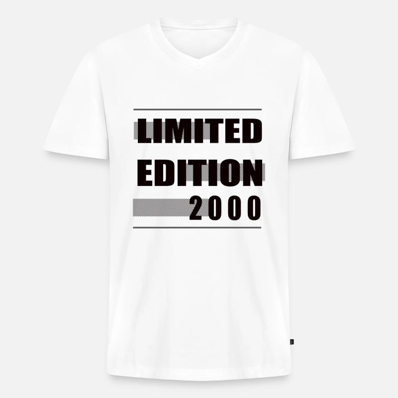 Limited Edition 2000 - Männer Premium Bio T-Shirt mit V-Ausschnitt - Weiß