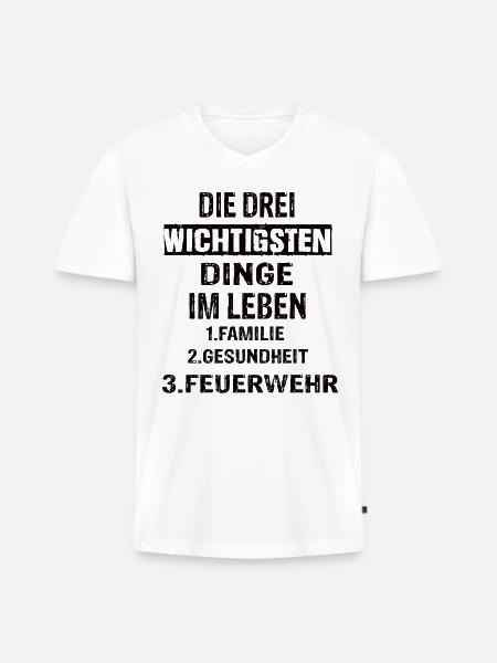 Feuerwehr - Männer Premium Bio T-Shirt mit V-Ausschnitt - Weiß