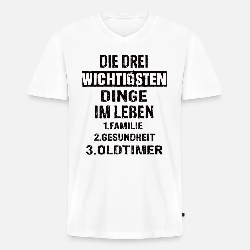 Oldtimer - Männer Premium Bio T-Shirt mit V-Ausschnitt - Weiß
