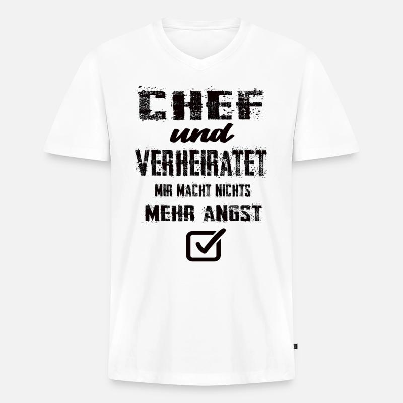 Chef und Verheiratet - Männer Premium Bio T-Shirt mit V-Ausschnitt - Weiß