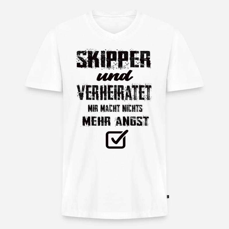 Skipper - Männer Premium Bio T-Shirt mit V-Ausschnitt - Weiß