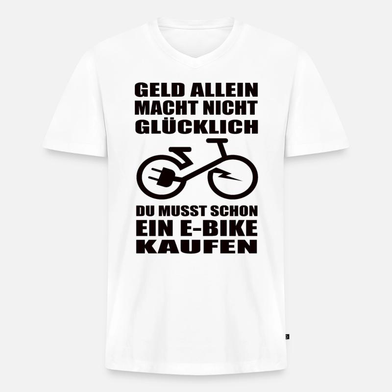 EBike - Männer Premium Bio T-Shirt mit V-Ausschnitt - Weiß