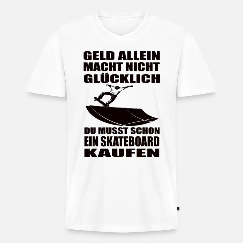 Skateboard - Männer Premium Bio T-Shirt mit V-Ausschnitt - Weiß