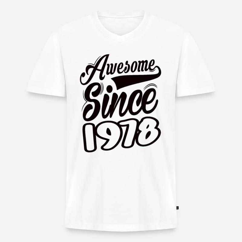 Awesome Since 1978 - Männer Premium Bio T-Shirt mit V-Ausschnitt - Weiß