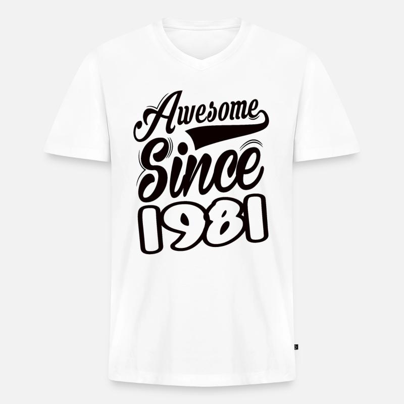 Awesome Since 1981 - Männer Premium Bio T-Shirt mit V-Ausschnitt - Weiß