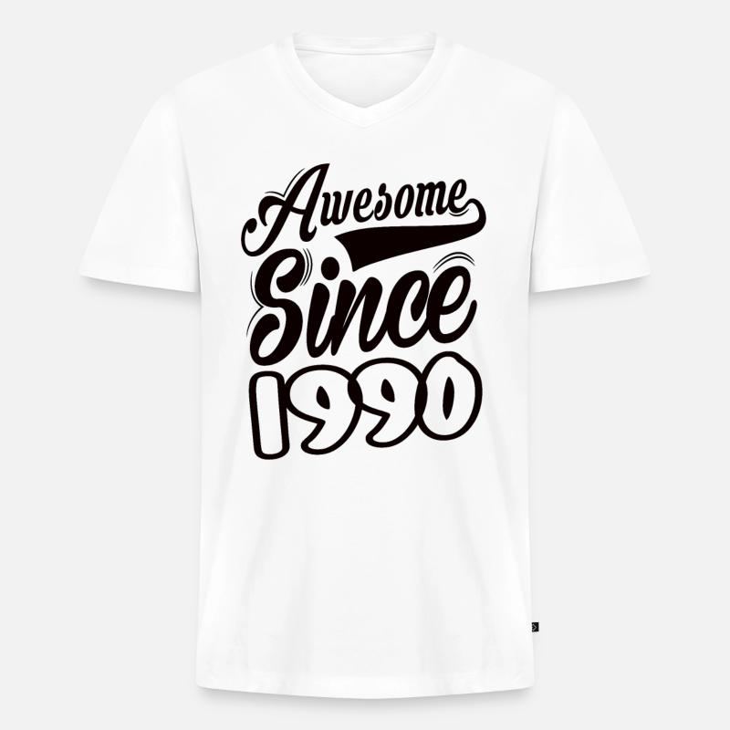 Awesome Since 1990 - Männer Premium Bio T-Shirt mit V-Ausschnitt - Weiß