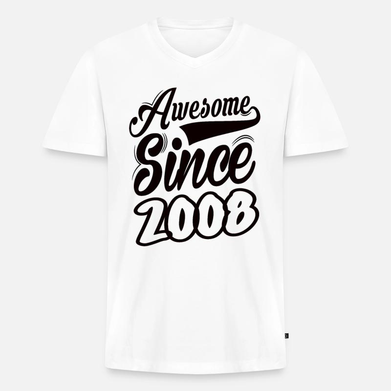 Awesome Since 2008 - Männer Premium Bio T-Shirt mit V-Ausschnitt - Weiß