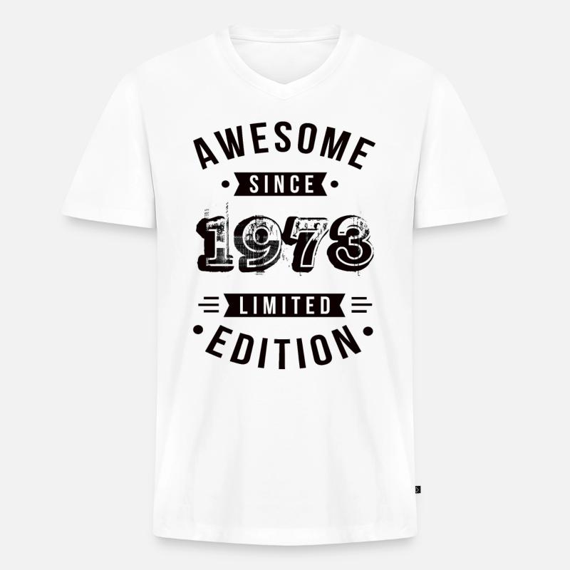 Awesome Since 1973 Limited Edition - Männer Premium Bio T-Shirt mit V-Ausschnitt - Weiß