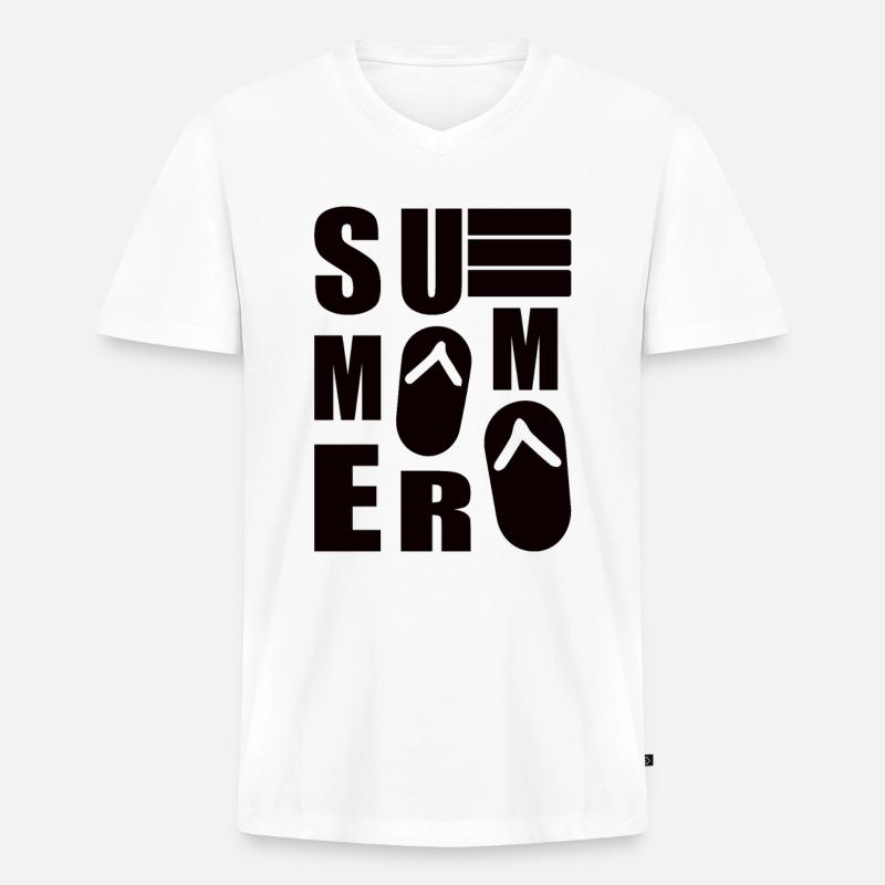 Sommer - Männer Premium Bio T-Shirt mit V-Ausschnitt - Weiß