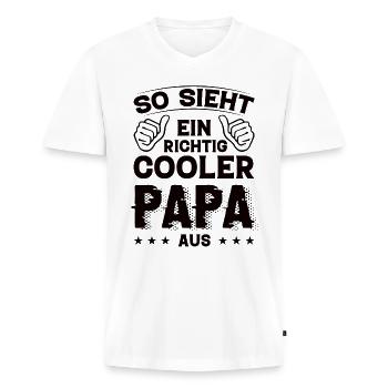 Papa Papa Geburtstag Papa Sprüche Bester Papa - Männer Premium Bio T-Shirt mit V-Ausschnitt - Weiß - Vorne - Nico (187cm)