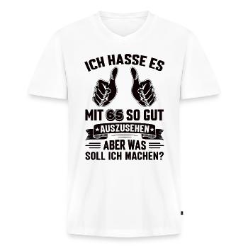 65 Geburtstag 65 Jahre 65 Lebensjahr 65 Lebenalter - Männer Premium Bio T-Shirt mit V-Ausschnitt - Weiß - Vorne - Nico (187cm)