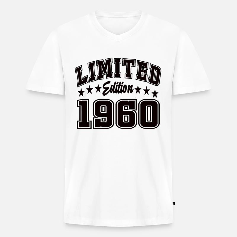 Limited Edition 1960 - Männer Premium Bio T-Shirt mit V-Ausschnitt - Weiß