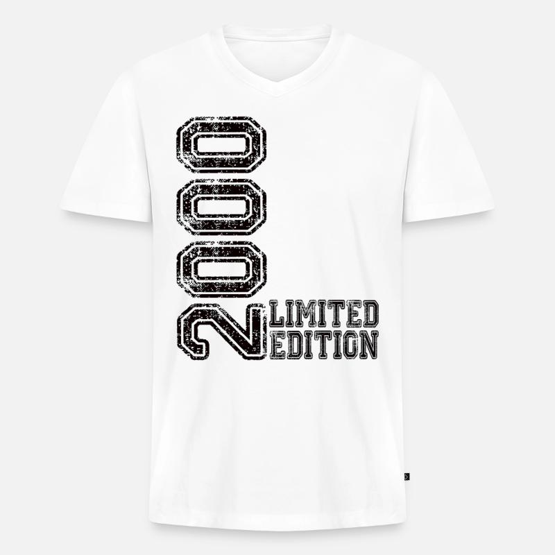 Limited Edition 2000 - Männer Premium Bio T-Shirt mit V-Ausschnitt - Weiß