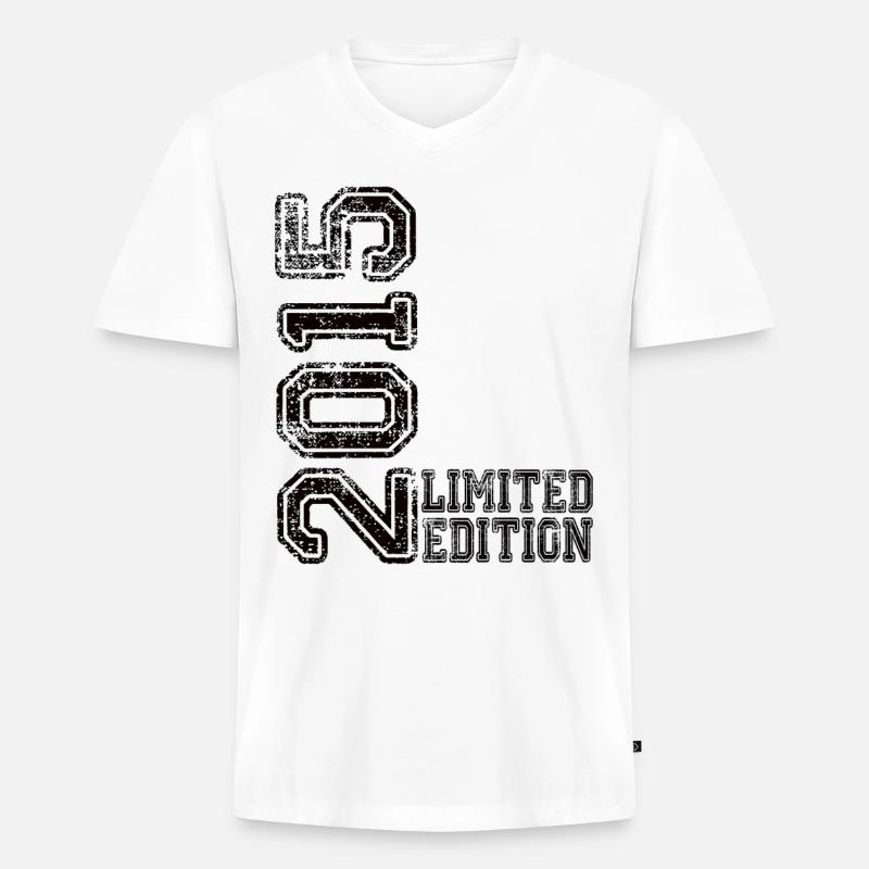 Limited Edition 2015 - Männer Premium Bio T-Shirt mit V-Ausschnitt - Weiß