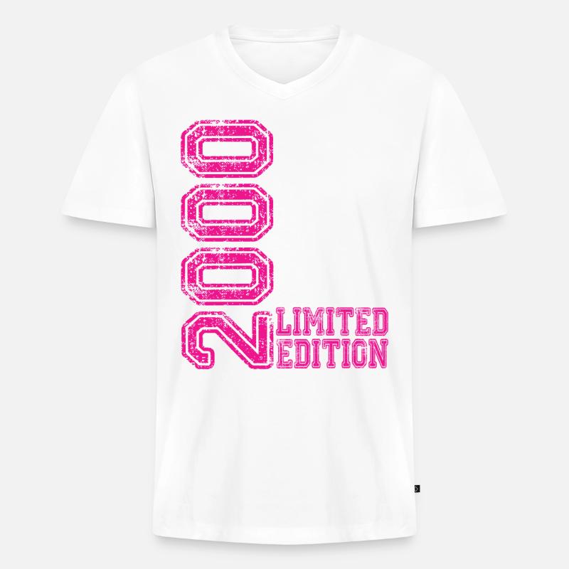Limited Edition 2000 - Männer Premium Bio T-Shirt mit V-Ausschnitt - Weiß