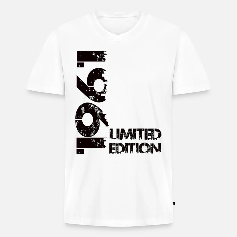 Limited Edition 1961 - Männer Premium Bio T-Shirt mit V-Ausschnitt - Weiß