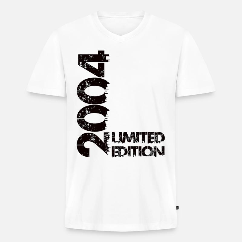 Limited Edition 2004 - Männer Premium Bio T-Shirt mit V-Ausschnitt - Weiß