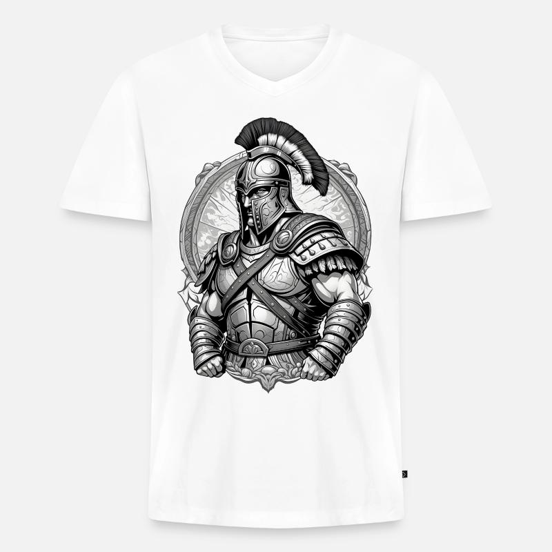Gladiator Grafik - Männer Premium Bio T-Shirt mit V-Ausschnitt - Weiß