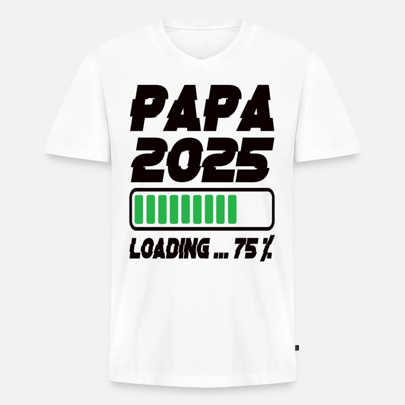 Papa 2025 Loading - Männer Premium Bio T-Shirt mit V-Ausschnitt - Weiß