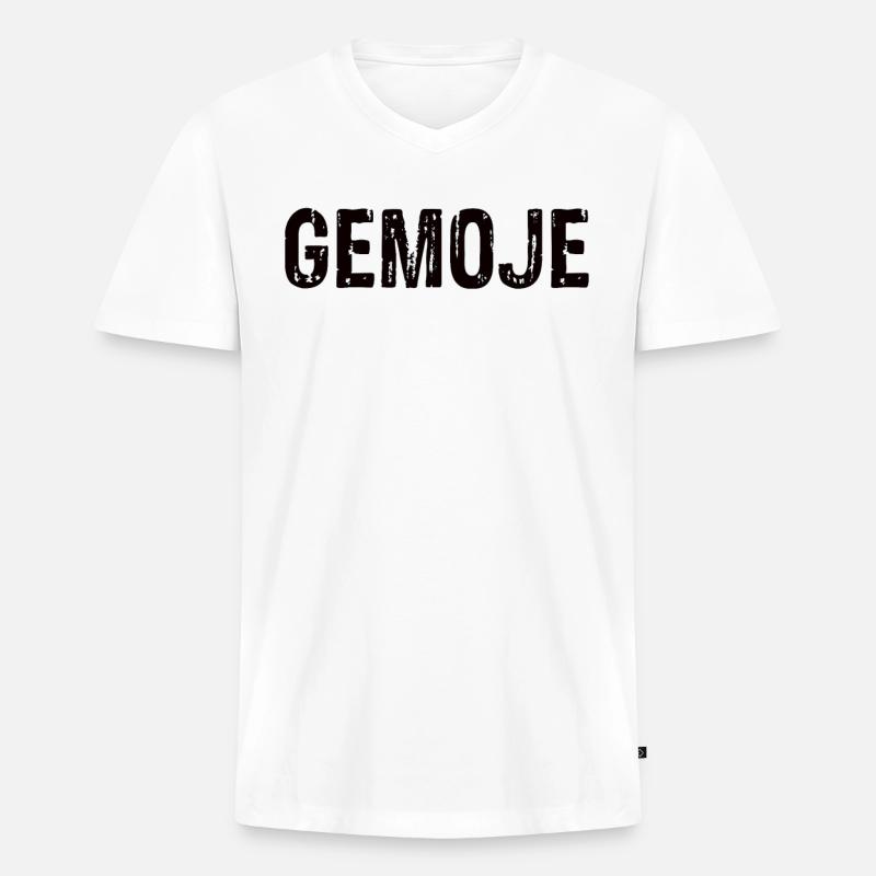 Gemoje - Männer Premium Bio T-Shirt mit V-Ausschnitt - Weiß