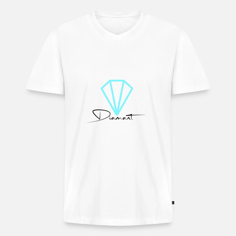 Edelstein Diamant - Männer Premium Bio T-Shirt mit V-Ausschnitt - Weiß