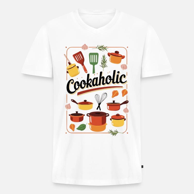 Kochen essen lecker Geschenk - Männer Premium Bio T-Shirt mit V-Ausschnitt - Weiß