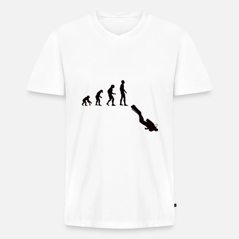 Tauchen Evolution | Menschen Entwicklung Idee - Männer Premium Bio T-Shirt mit V-Ausschnitt - Weiß